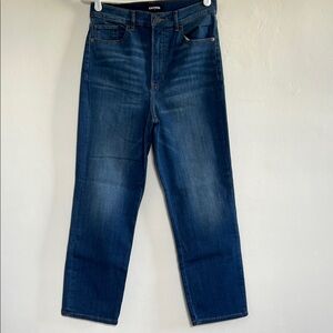 Express Women's Straight Leg Jeans - Dark Blue